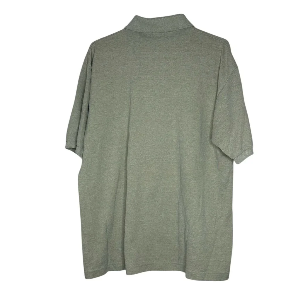 Vintage Polo Ralph Lauren Mens Large Tan Green Cotton Pique Polo Shirt USA Made